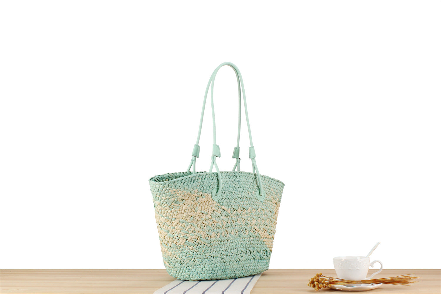 Minted Straw Bag