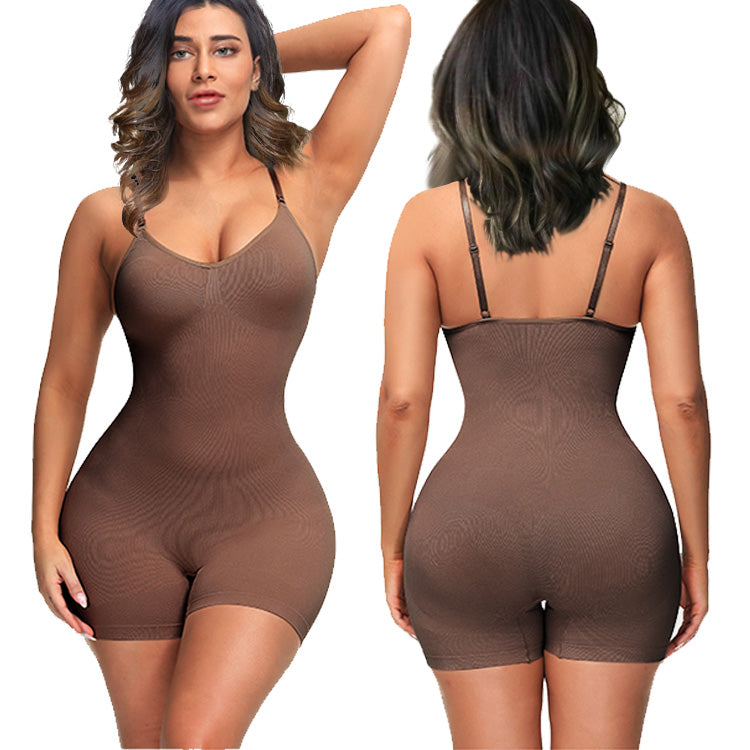 Seamless Thigh Slimmer Shapewear Bodysuit - Mocha