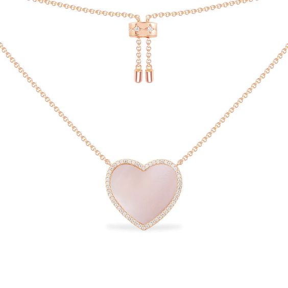 Big Pink Heart Adjustable Necklace