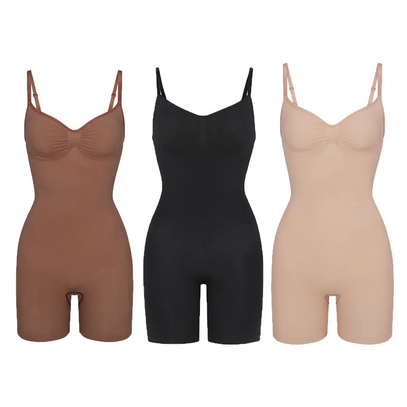 Seamless Thigh Slimmer Shapewear Bodysuit - Black