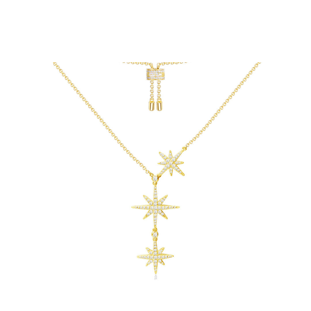 Gold Triple Falling Star Necklace