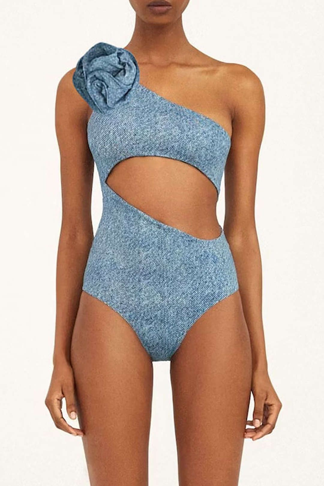 Denim One Piece Swimwear