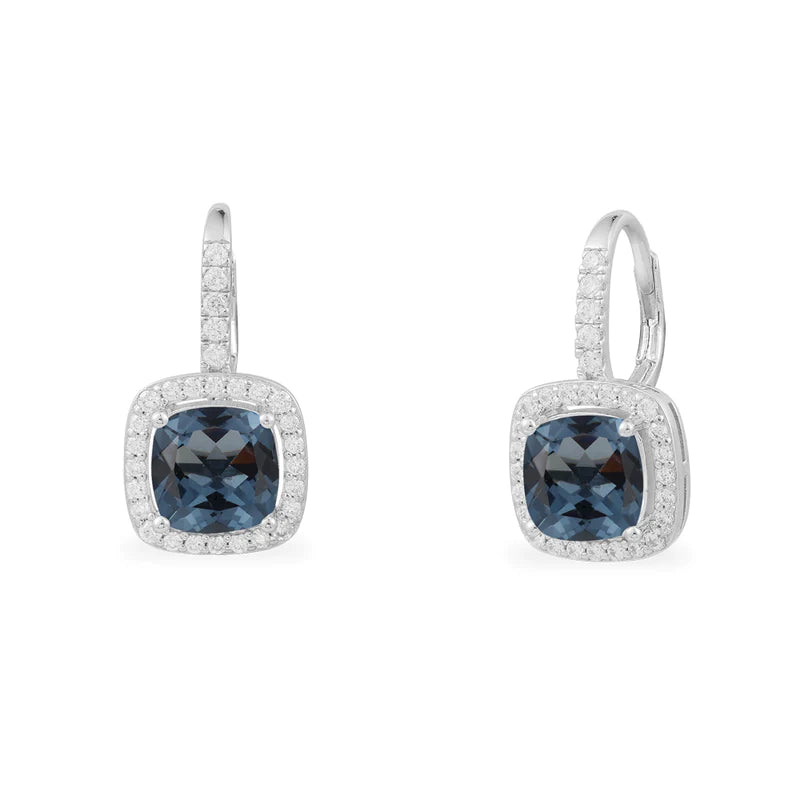 Blue Dropped Square Earring