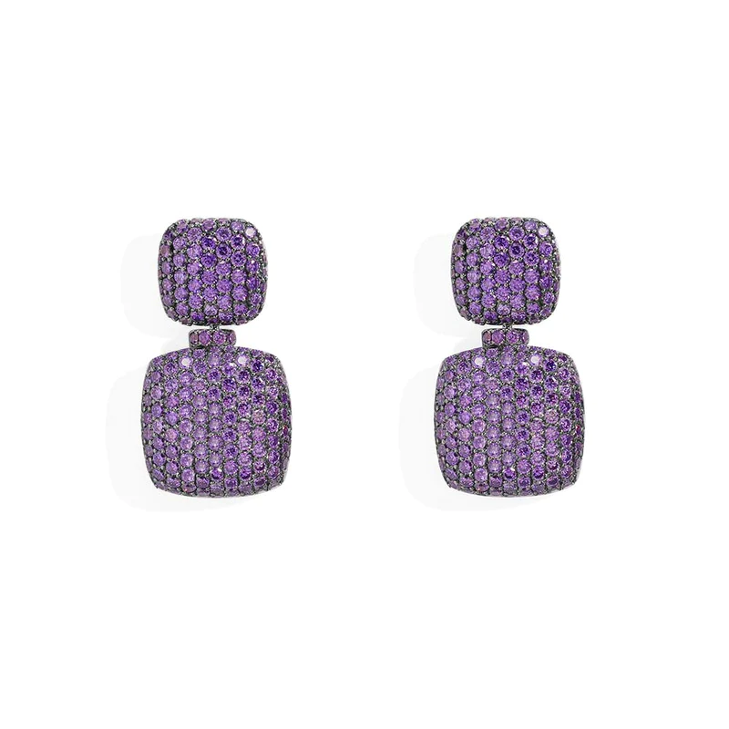 Square Purple Dropped Earrings