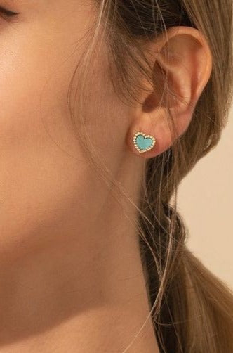 Turquoise Mini Heart Earrings