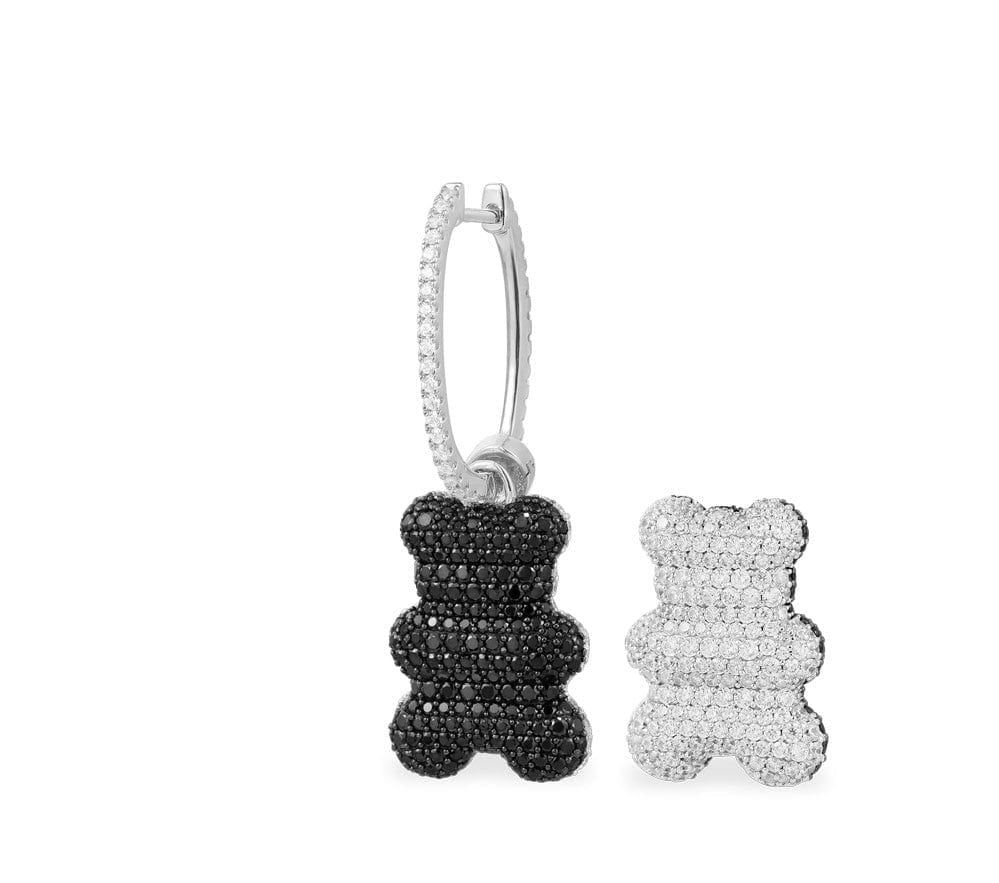 Teddy Black And Silver Earring