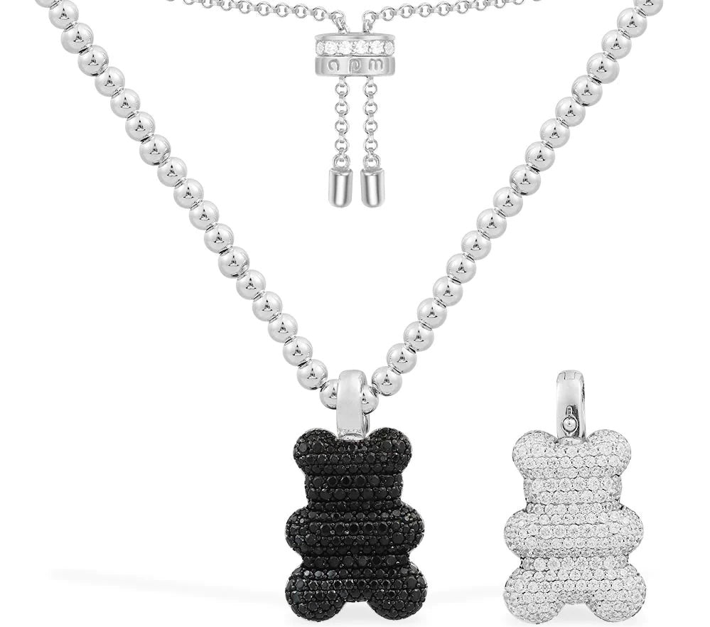 Teddy Black And Silver Adjustable Necklace