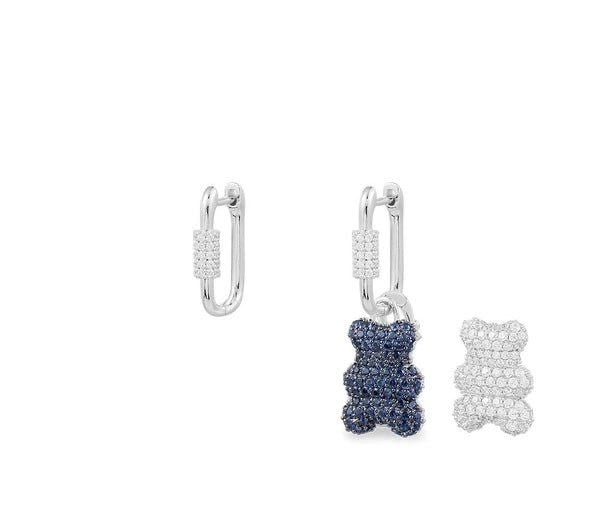 Teddy Silver Blue Earrings