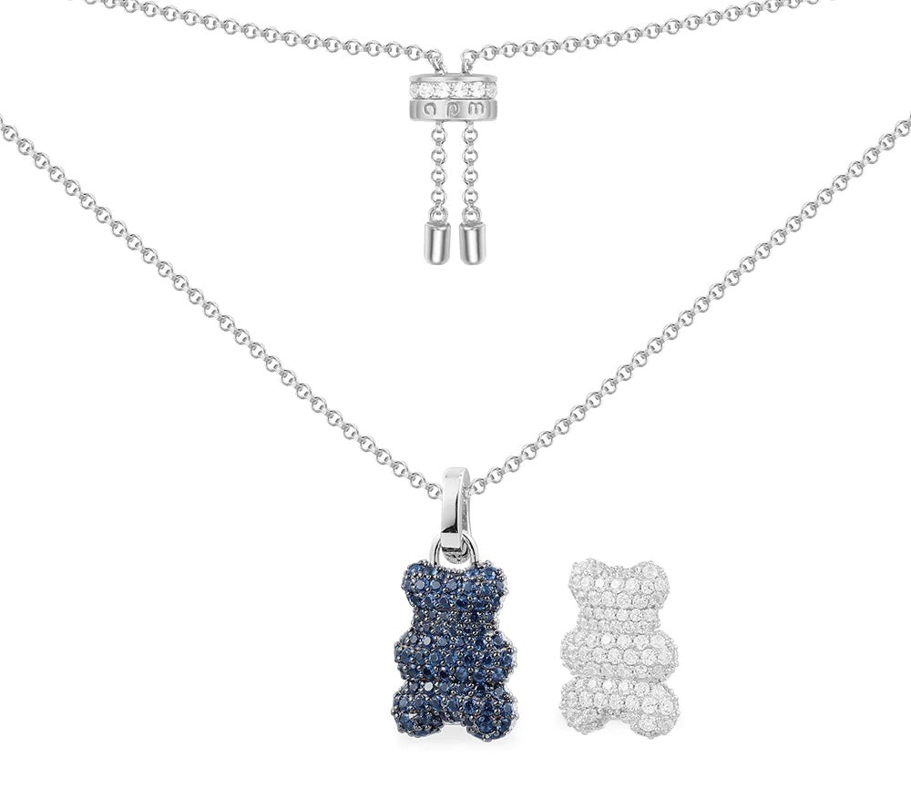 Small Teddy Silver Blue Necklace