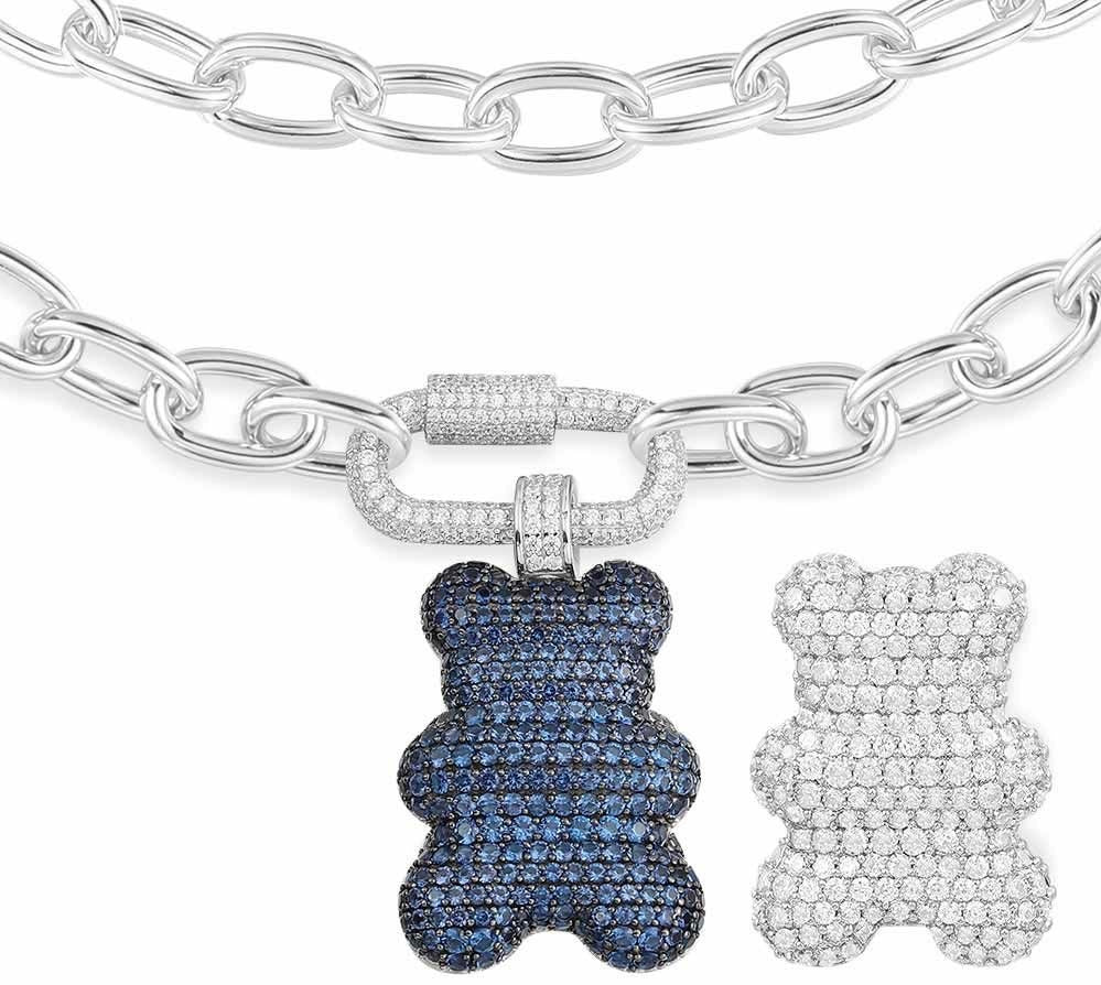 Teddy Silver Blue Chain Necklace