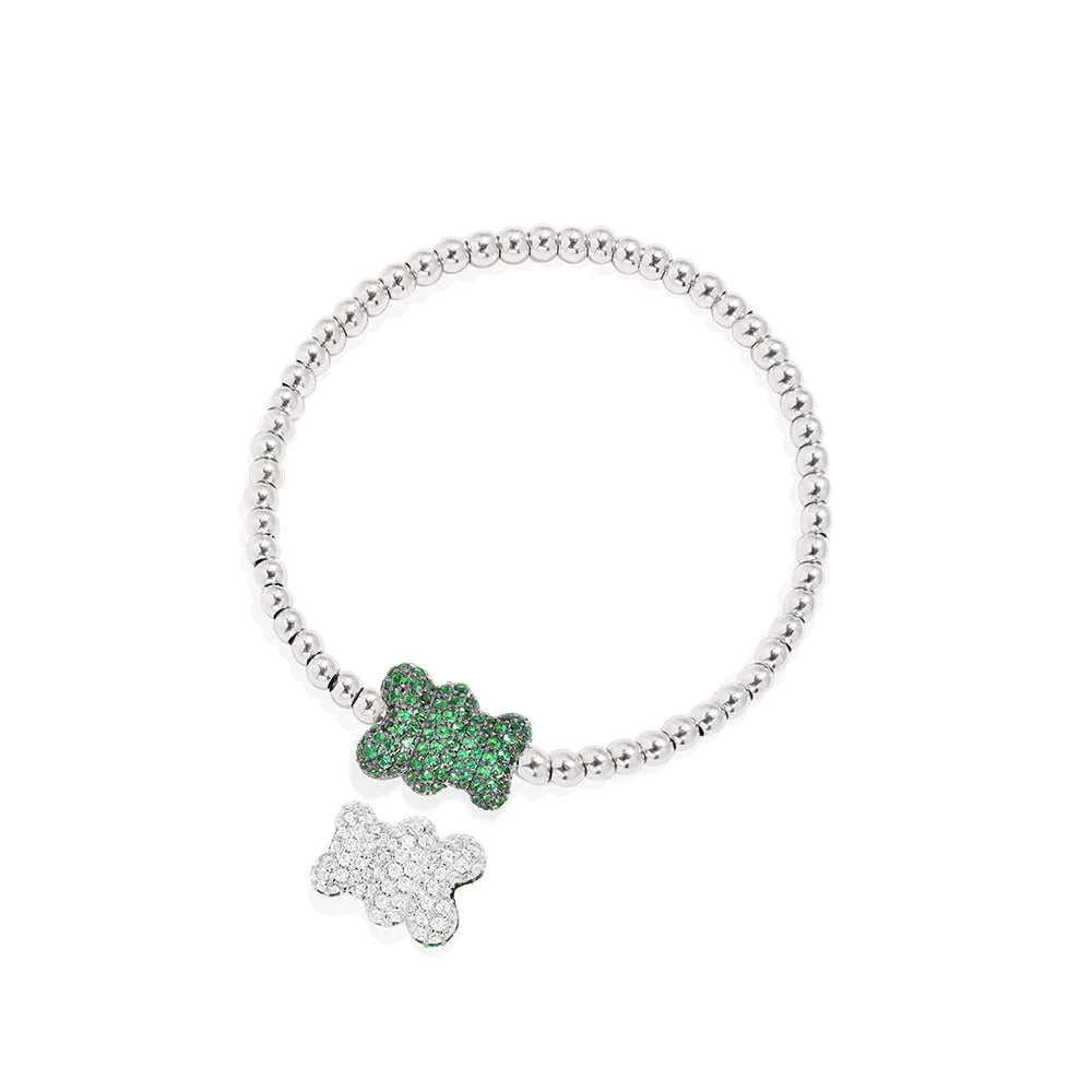 Teddy Bracelet Green And Silver