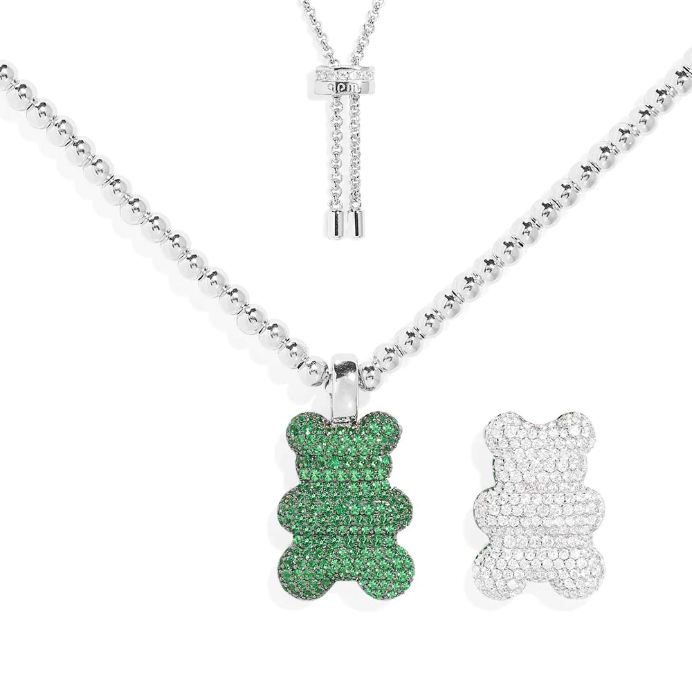 Teddy Green And Silver Big Necklace