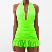 One Piece Swimwear With Cover up Skirt