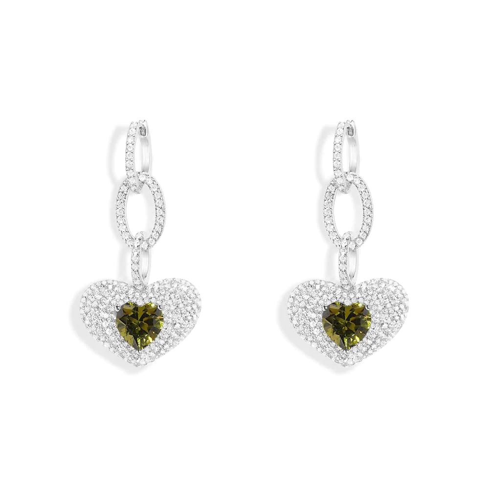 Green Heart Earrings