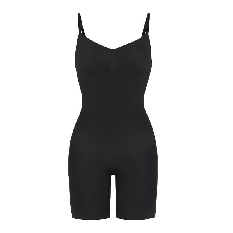 Seamless Thigh Slimmer Shapewear Bodysuit - Black