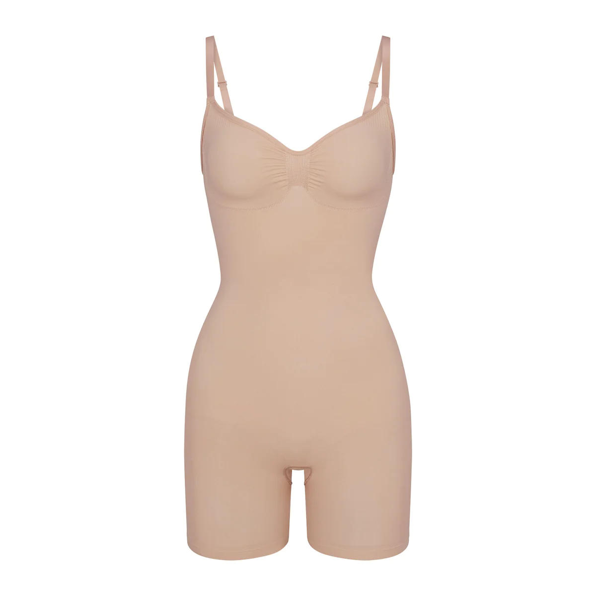 Seamless Thigh Slimmer Shapewear Bodysuit - Beige