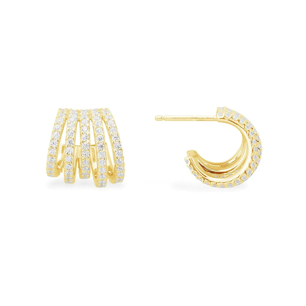 Five Hoop Gold Earrings