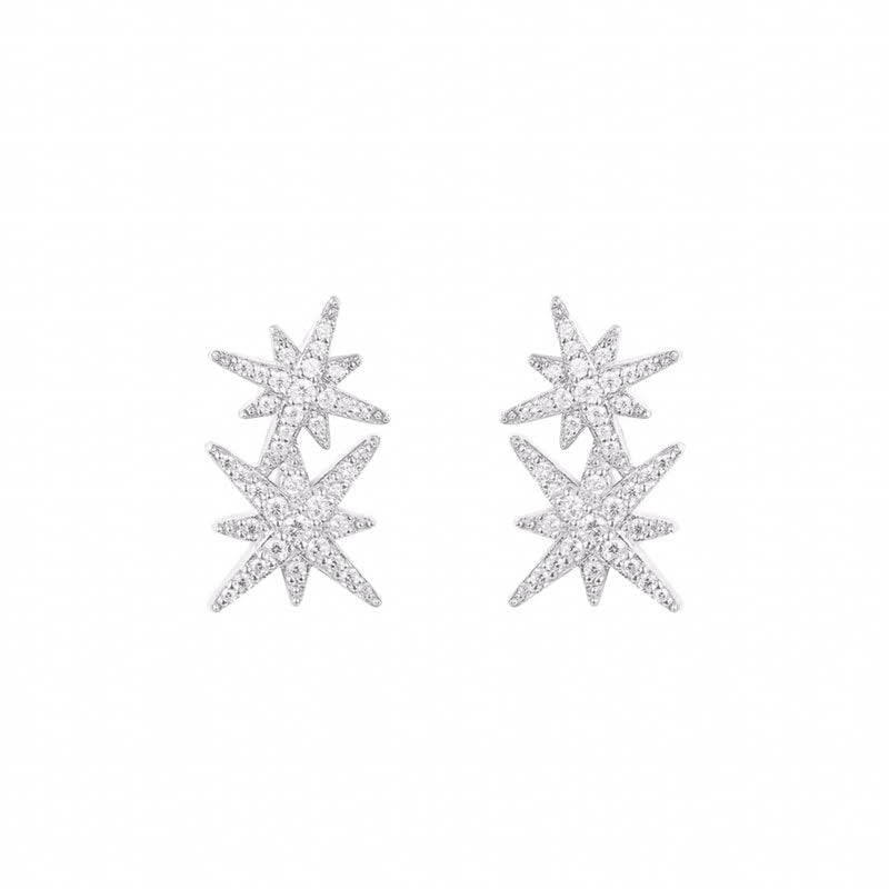 Double Falling Star Stud Earrings