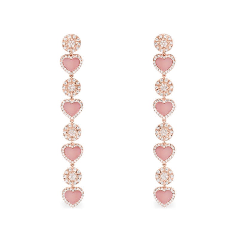 Pink Heart Long Earrings