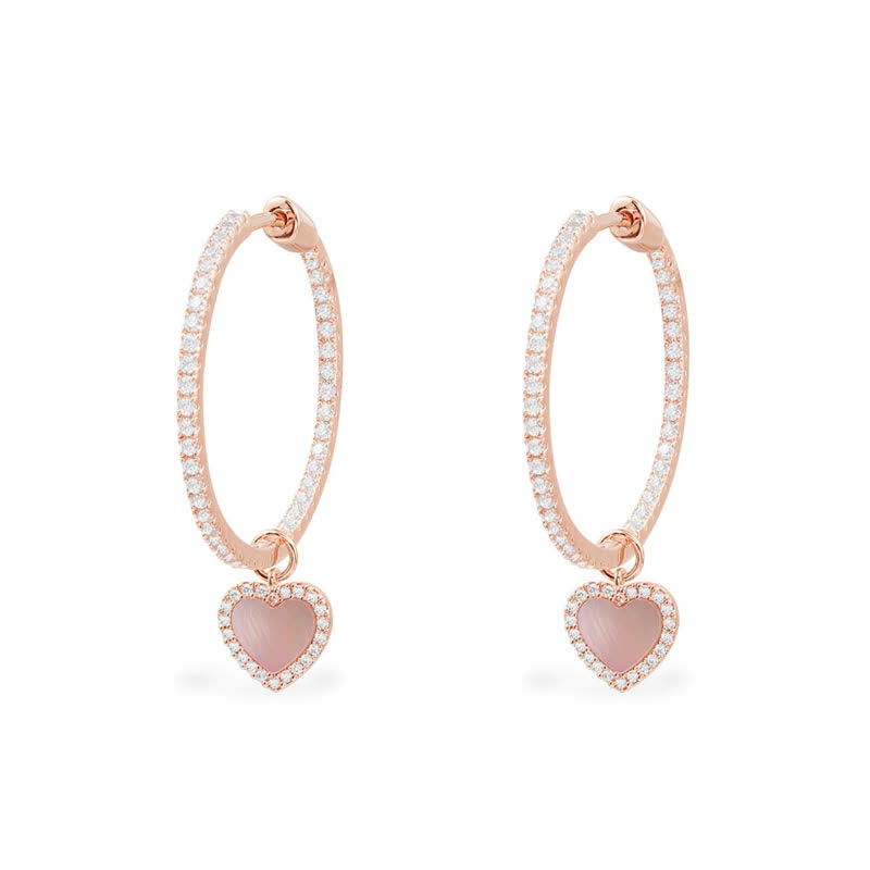 Small Pink Heart Hoop Earrings