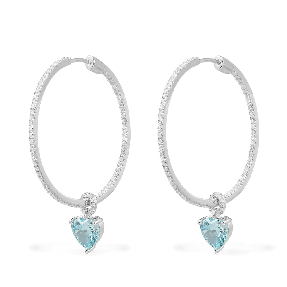 Hoop Earrings With Blue Heart